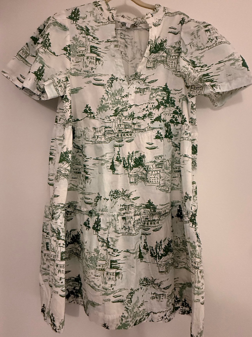 Sugar lips White and Green Printed Short-Sleeve Women's Dress